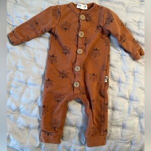 Rabbit and Bear Organic Rust Fox Print Baby One-Piece Romper